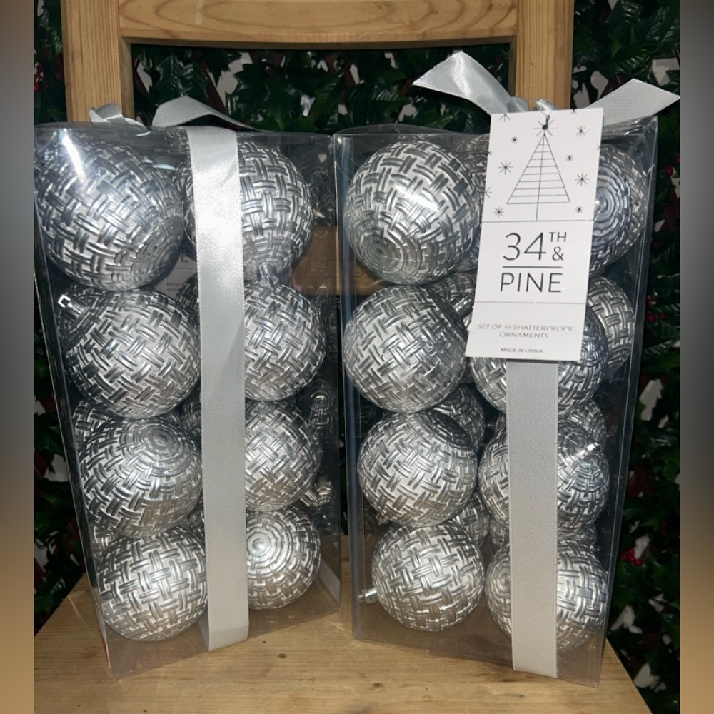 34th & Pine Silver Christmas Ornaments